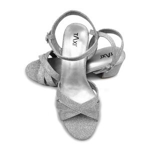Taxi Harper-01 Silver Glitter Strappy Evening Sandals Formal Occasion Heels